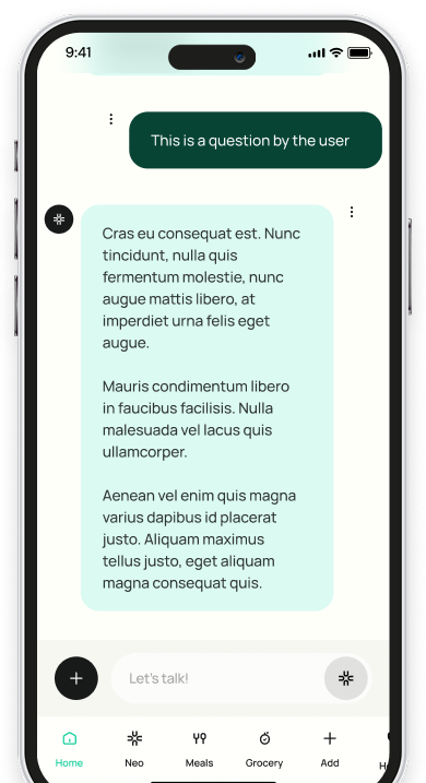 Screen shots from neo health app.
